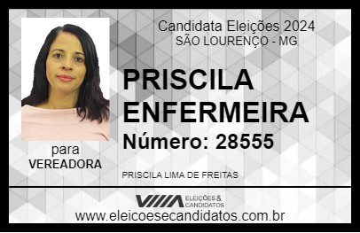 Candidato PRISCILA ENFERMEIRA 2024 - SÃO LOURENÇO - Eleições