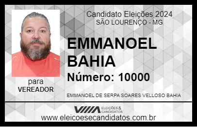 Candidato EMMANOEL BAHIA 2024 - SÃO LOURENÇO - Eleições