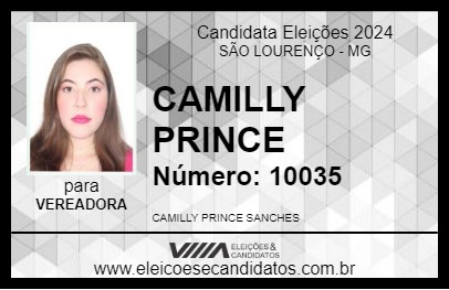 Candidato CAMILLY PRINCE 2024 - SÃO LOURENÇO - Eleições