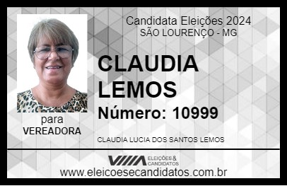 Candidato CLAUDIA LEMOS 2024 - SÃO LOURENÇO - Eleições