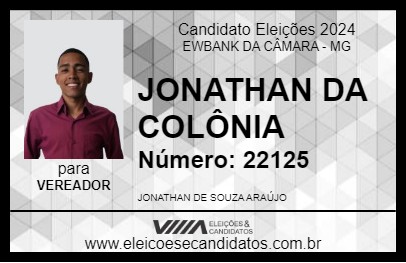 Candidato JONATHAN DA COLÔNIA 2024 - EWBANK DA CÂMARA - Eleições