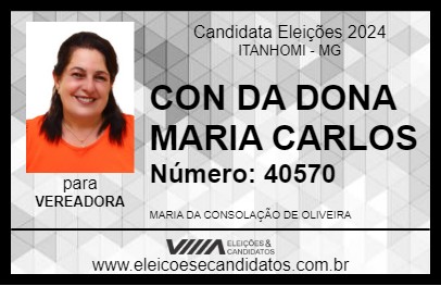 Candidato CON DA DONA MARIA CARLOS 2024 - ITANHOMI - Eleições