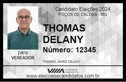 Candidato THOMAS DELANY 2024 - POÇOS DE CALDAS - Eleições