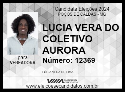 Candidato LUCIA VERA DO COLETIVO AURORA 2024 - POÇOS DE CALDAS - Eleições