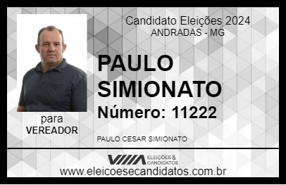 Candidato PAULO SIMIONATO 2024 - ANDRADAS - Eleições