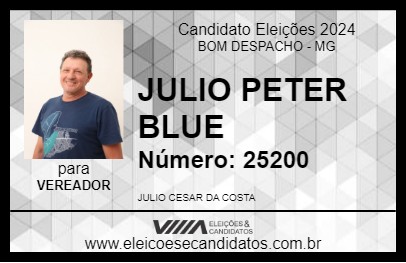 Candidato JULIO PETER BLUE 2024 - BOM DESPACHO - Eleições