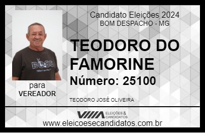 Candidato TEODORO DO FAMORINE 2024 - BOM DESPACHO - Eleições