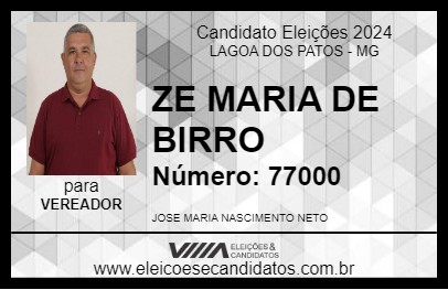 Candidato ZE MARIA DE BIRRO 2024 - LAGOA DOS PATOS - Eleições