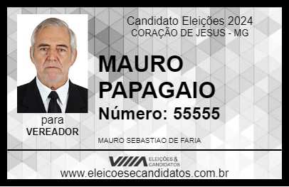 Candidato MAURO PAPAGAIO 2024 - CORAÇÃO DE JESUS - Eleições