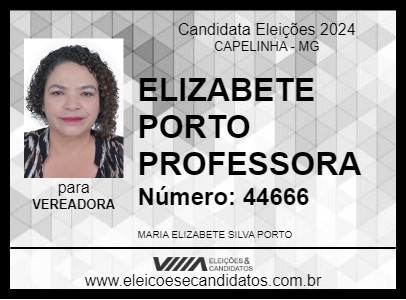 Candidato ELIZABETE PORTO  PROFESSORA 2024 - CAPELINHA - Eleições