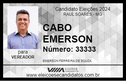 Candidato CABO EMERSON 2024 - RAUL SOARES - Eleições