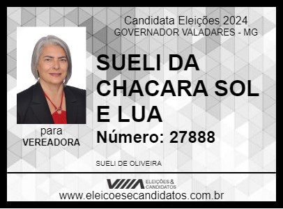 Candidato SUELI DA CHACARA SOL E LUA 2024 - GOVERNADOR VALADARES - Eleições