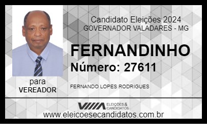 Candidato FERNANDINHO 2024 - GOVERNADOR VALADARES - Eleições