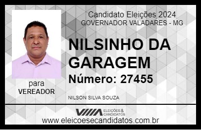 Candidato NILSINHO DA GARAGEM 2024 - GOVERNADOR VALADARES - Eleições