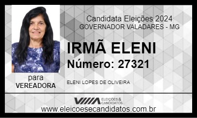 Candidato IRMÃ ELENI 2024 - GOVERNADOR VALADARES - Eleições