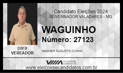 Candidato WAGUINHO 2024 - GOVERNADOR VALADARES - Eleições