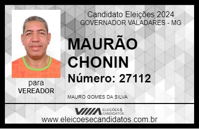 Candidato MAURÃO CHONIN 2024 - GOVERNADOR VALADARES - Eleições