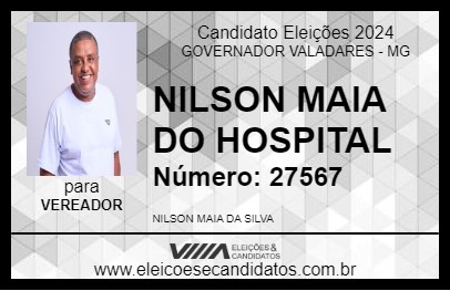 Candidato NILSON MAIA DO HOSPITAL 2024 - GOVERNADOR VALADARES - Eleições