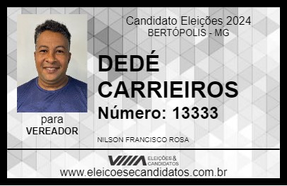 Candidato DEDÉ CARRIEIROS 2024 - BERTÓPOLIS - Eleições