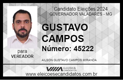 Candidato GUSTAVO CAMPOS 2024 - GOVERNADOR VALADARES - Eleições