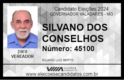 Candidato SILVANO DOS CONSELHOS 2024 - GOVERNADOR VALADARES - Eleições