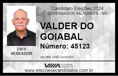 Candidato VALTER DO GOIABAL 2024 - GOVERNADOR VALADARES - Eleições