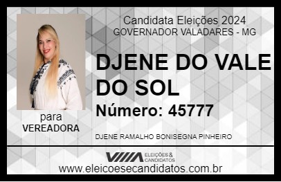 Candidato DJENE DO VALE DO SOL 2024 - GOVERNADOR VALADARES - Eleições