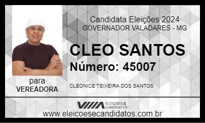 Candidato CLEO SANTOS 2024 - GOVERNADOR VALADARES - Eleições