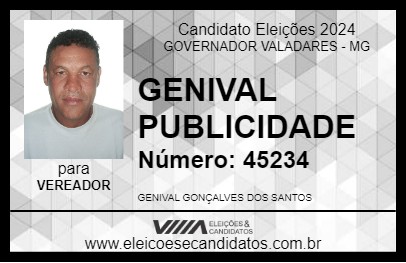 Candidato GENIVAL PUBLICIDADE 2024 - GOVERNADOR VALADARES - Eleições