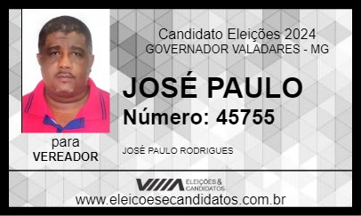 Candidato JOSÉ PAULO 2024 - GOVERNADOR VALADARES - Eleições