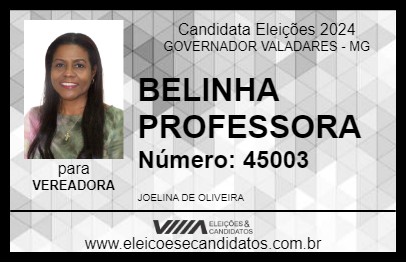 Candidato BELINHA PROFESSORA 2024 - GOVERNADOR VALADARES - Eleições