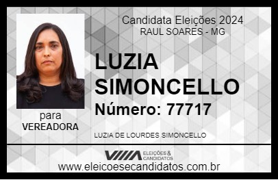 Candidato LUZIA SIMONCELLO 2024 - RAUL SOARES - Eleições