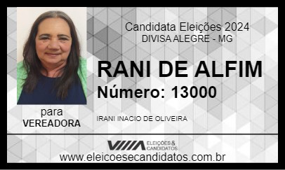 Candidato RANI DE ALFIM 2024 - DIVISA ALEGRE - Eleições