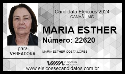 Candidato MARIA ESTHER 2024 - CANAÃ - Eleições