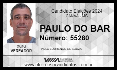 Candidato PAULO DO BAR 2024 - CANAÃ - Eleições