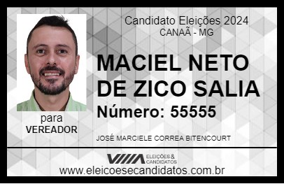 Candidato MACIEL NETO DE ZICO SALIA 2024 - CANAÃ - Eleições