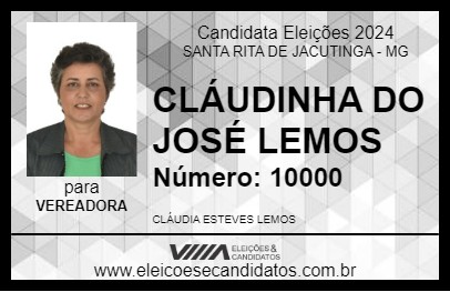 Candidato CLAUDINHA DO JOSÉ LEMOS 2024 - SANTA RITA DE JACUTINGA - Eleições