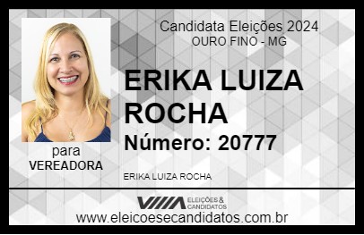 Candidato ERIKA LUIZA ROCHA 2024 - OURO FINO - Eleições