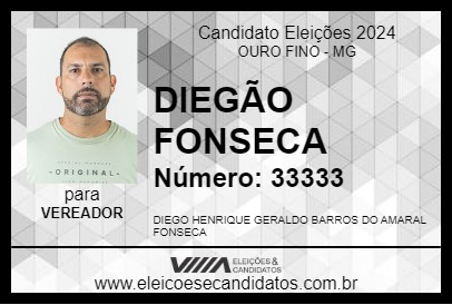 Candidato DIEGÃO FONSECA 2024 - OURO FINO - Eleições