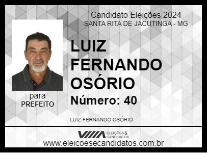 Candidato LUIZ FERNANDO OSÓRIO 2024 - SANTA RITA DE JACUTINGA - Eleições