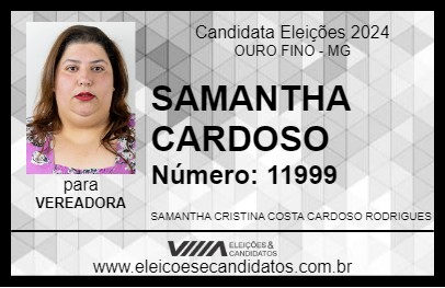 Candidato SAMANTHA CARDOSO 2024 - OURO FINO - Eleições