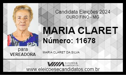 Candidato MARIA CLARET 2024 - OURO FINO - Eleições