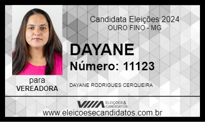 Candidato DAYANE 2024 - OURO FINO - Eleições