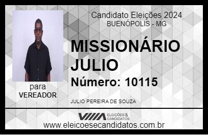 Candidato MISSIONÁRIO JULIO 2024 - BUENÓPOLIS - Eleições