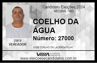 Candidato COELHO DA ÁGUA 2024 - MEDINA - Eleições