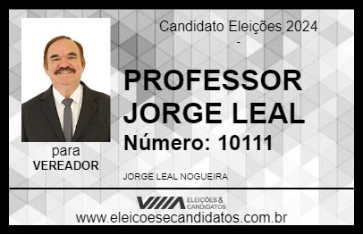 Candidato PROFESSOR JORGE LEAL 2024 - BELO HORIZONTE - Eleições