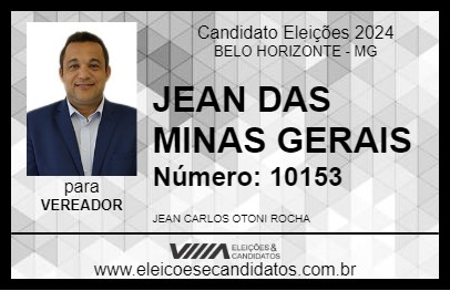 Candidato JEAN DAS MINAS GERAIS 2024 - BELO HORIZONTE - Eleições