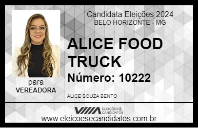 Candidato ALICE FOOD TRUCK 2024 - BELO HORIZONTE - Eleições