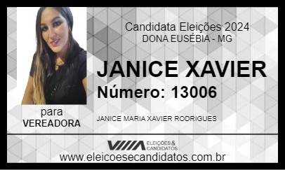 Candidato JANICE XAVIER 2024 - DONA EUSÉBIA - Eleições