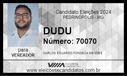 Candidato DUDU 2024 - PEDRINÓPOLIS - Eleições